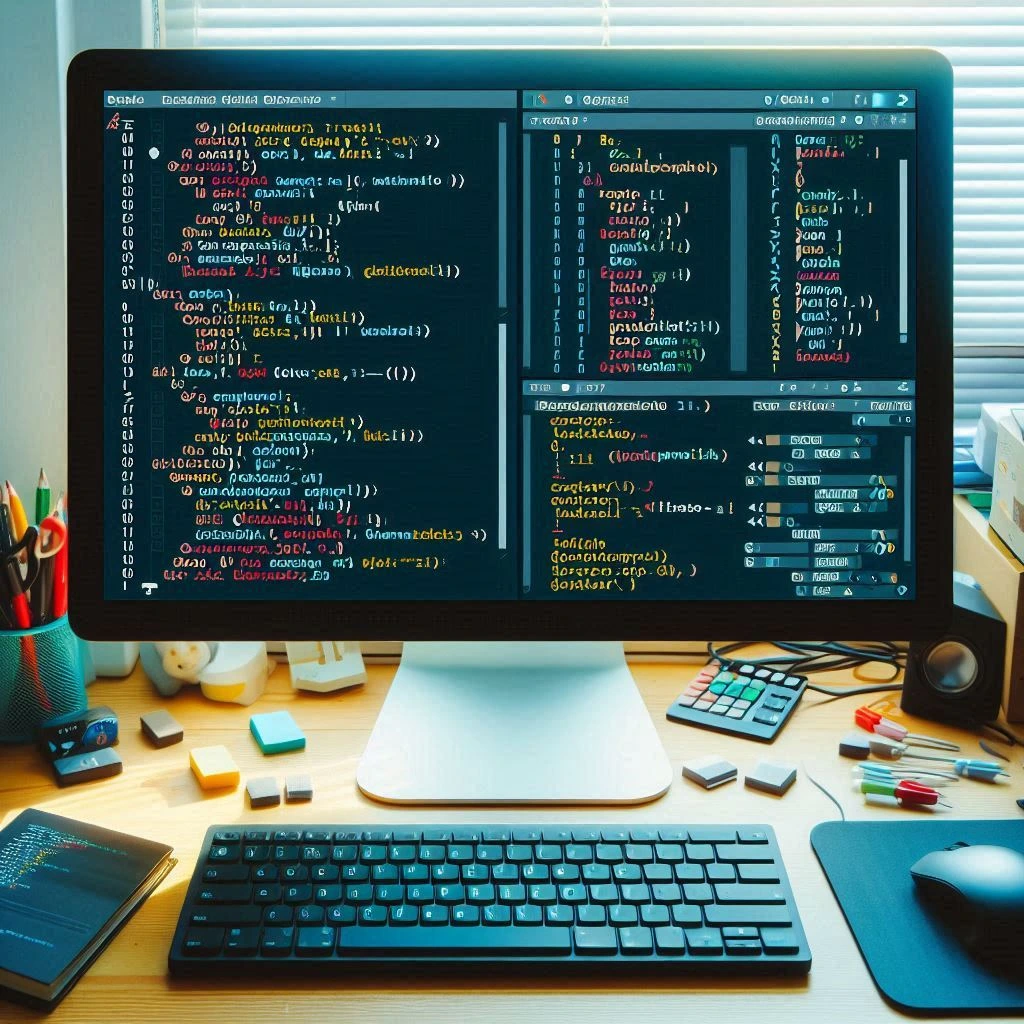 IDE_code écran avec du code écris en grec